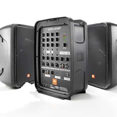 JBL EON 208P Portable PA system: 2x speakers 1x power mixer